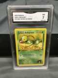GMA Graded 2000 Pokemon 1st Edition Gym Heroes Erika's Bellsprout #76 - NM 7