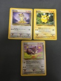 1999 Pokemon Jungle 3 Card Starter Lot - Eevee Pikachu & Meowth