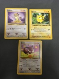 1999 Pokemon Jungle 3 Card Starter Lot - Eevee Pikachu & Meowth