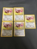 5 Count Lot of 1999 Jungle Eevee 51/64 Pokemon Cards