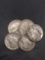 5 Count Lot of United States Mercury Silver Dimes - 90% Silver Coins from Estate