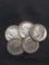 5 Count Lot of United States Roosevelt Silver Dimes - 90% Silver Coins from Estate