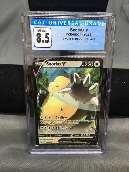 CGC Graded 2020 Pokemon Sword & Shield SNORLAX V Holofoil Rare Trading Card - NM-MT+ 8.5