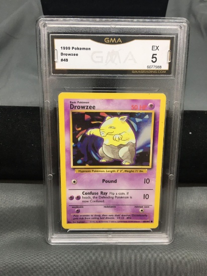 GMA Graded 1999 Pokemon Base Set Unlimited #49 DROWZEE Trading Card - EX 5