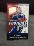 Factory Sealed 2004 Topps Football 6 Card Retail Pack - Ben Roethlisberger Rookie Card?