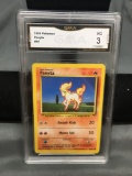 GMA Graded 1999 Pokemon Base Set Unlimited #60 PONYTA Trading Card - VG 3