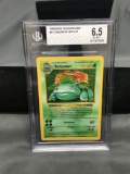 BGS Graded 1999 Pokemon Base Set Shadowless #15 VENUSAUR Holofoil Rare Trading Card - EX-NM+ 6.5