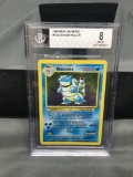 BGS Graded 1999 Pokemon Base Set Unlimited #2 BLASTOISE Holofoil Rare Trading Card - NM-MT 8