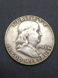 1948 United States Franklin Silver Half Dollar - 90% Silver Coin from Estate
