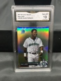 GMA Graded 2017 Bowman Chrome Refractor KYLE LEWIS Mariners ROOKIE Baseball Card /499 - GEM MINT 10