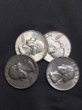 4 Count Lot of United States Washington Silver Quarters - 90% Silver Coins from Estate