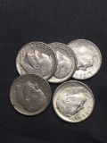 5 Count Lot of United States Roosevelt Silver Dimes - 90% Silver Coins from Estate