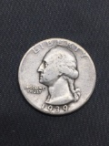 1939 United States Washington Silver Quarter - 90% Silver Coin from Estate