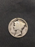 1917-S United States Mercury Silver Dime - 90% Silver Coin from Estate