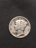 1921-D United States Mercury Silver Dime - 90% Silver Coin from Estate