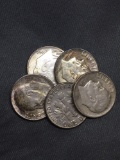 5 Count Lot of United States Roosevelt Silver Dimes - 90% Silver Coins from Estate