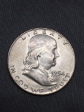 1954-S United States Franklin Silver Half Dollar - 90% Silver Coin from Estate