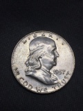 1957-D United States Franklin Silver Half Dollar - 90% Silver Coin from Estate