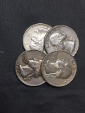 4 Count Lot of United States Washington Silver Quarters - 90% Silver Coins from Estate