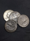 4 Count Lot of United States Washington Silver Quarters - 90% Silver Coins from Estate