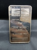 10 Troy Ounce .999 Fine Silver NTR Metals Silver Bullion Bar from Estate Collection