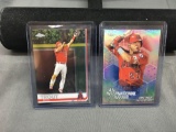 2 Card Lot of Topps Chrome MIKE TROUT Baseball Cards with REFRACTOR From Huge Collection