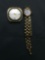 Lot of Two Seiko Designer Stainless Steel Watches, One Round 15mm Mother of Pearl Face w/ Bracelet &