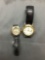 Lot of Two Fossil Designer Round Bezel Stainless Steel Watches w/ Leather Straps Serial Numbers