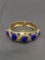 Geneva Designer 22mm Wide 3in Diameter Murano Glass Featured Gold-Tone Hinged Bangle Bracelet w/