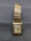 Monarch De Luxe Designer Rectangular 27x25mm 10 Rolled Gold Plated Vintage Watch w/ Bracelet