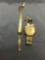 Lot of Two Seiko Designer Gold-Tone Stainless Steel Watches w/ Bracelets Rectangular 14x8mm Face