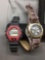 Lot of Two Large Digital Water Resistant Sports Watches, One w/ a Brown Leather Strap & One Casio