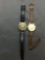 Lot of Two Round 20mm Face Stainless Steel Watches w/ Leather Straps, One Cimier De Luxe Designer &