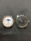 Lot of Two Round 29mm Face Stainless Steel Watches w/o Bracelets, One Clinton Designer & Guess