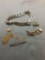 Lot of Five Various Designer, Size & Style Costume Jewelry Pieces, One Bracelet, Two Chains, One