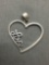 High Polished Love Motif 27mm Wide 25mm Tall Sterling Silver Ribbon Heart Pendant