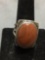 Oval 24x17mm Red Jasper Cabochon Center Old Pawn Mexico Triple Split Shank Sterling Silver Ring Band