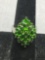 Marquise, Round & Square Step Faceted Chrome Diopside Cluster Setting 24mm Wide Sterling Silver Ring