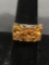 Marquise, Oval & Round Faceted Citrine Cluster Setting 12mm Wide Sterling Silver Ring Band