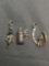Lot of Three Sterling Silver Charms, One Hula Dancer, Lucky Horseshoe & Beer Stein