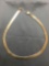 Gold-Tone High Polished Herringbone Link 8.5mm Wide 18in Long Italian Made Sterling Silver Necklace