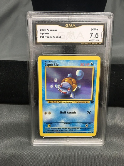 GMA Graded 2000 Pokemon Team Rocket #68 SQUIRTLE Trading Card - NM+ 7.5