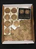 Tray Full of Bronze Medals, Tokens, and Coins from Estate - WOW