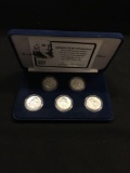 Collection of 5 United States Franklin Silver Half Dollars in Display from Estate