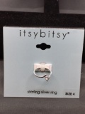 NEW! Itsy Bitsy Designer Bypass Sterling Silver Ring Band w/ Heart Faceted CZ Center