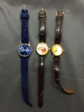 Lot of Three Children's Themed Leather Strap Watches, One Winnie the Pooh, Tweedy Bird & Harry