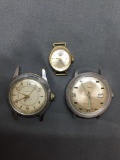 Lot of Three Various Size & Style Timex Designer Stainless Steel Loose Watches w/o Bracelets