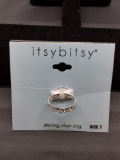 NEW! Itsy Bitsy Designer High Polished Heart Crown Eternity Sterling Silver Ring Band