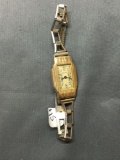 Waltham Designer 26x16mm Gold-Plated Vintage Ladies Watch w/ Bracelet