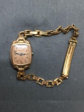 Longines Designer Rectangular 17x14mm 10Kt Rose Gold Filled Vintage Watch w/ Bracelet Serial Number